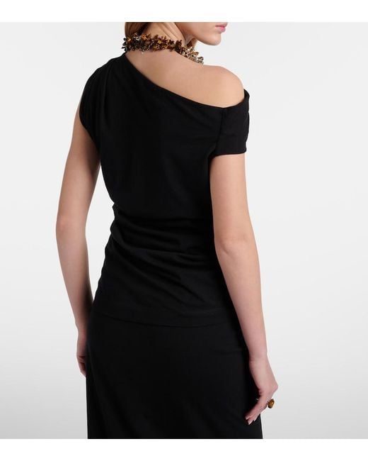 Dries Van Noten Black Asymmetric Cotton Top