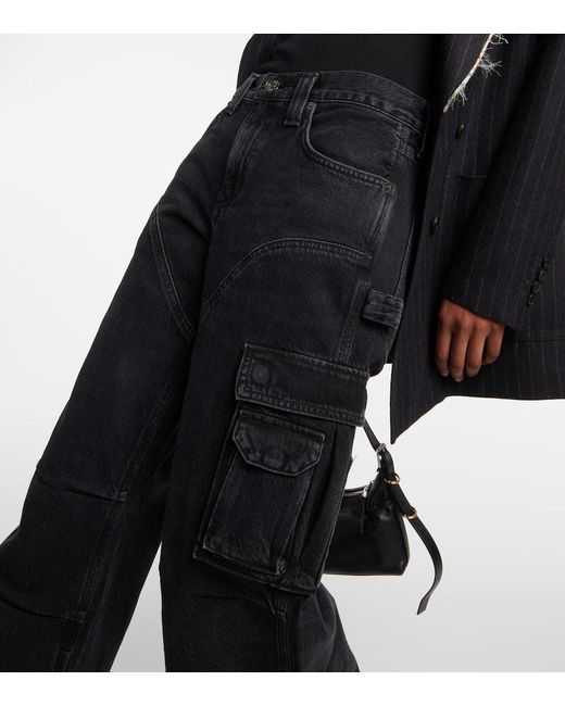 Agolde Black Nera Mid-rise Straight Cargo Jeans