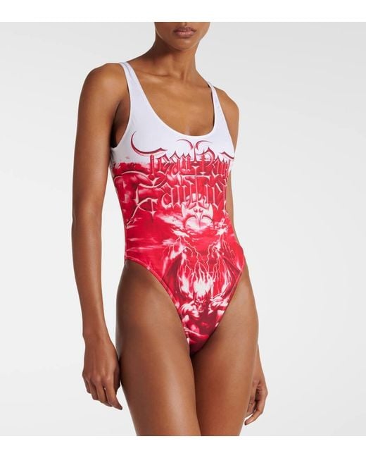Jean Paul Gaultier Red Diablo Printed Swimsuit