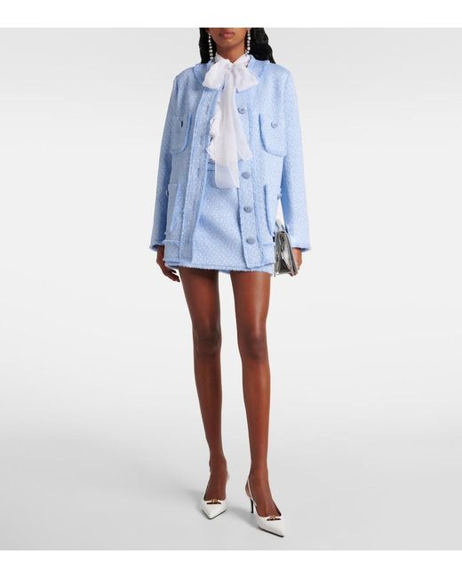 Dolce & Gabbana Blue Tweed Mini Skirt