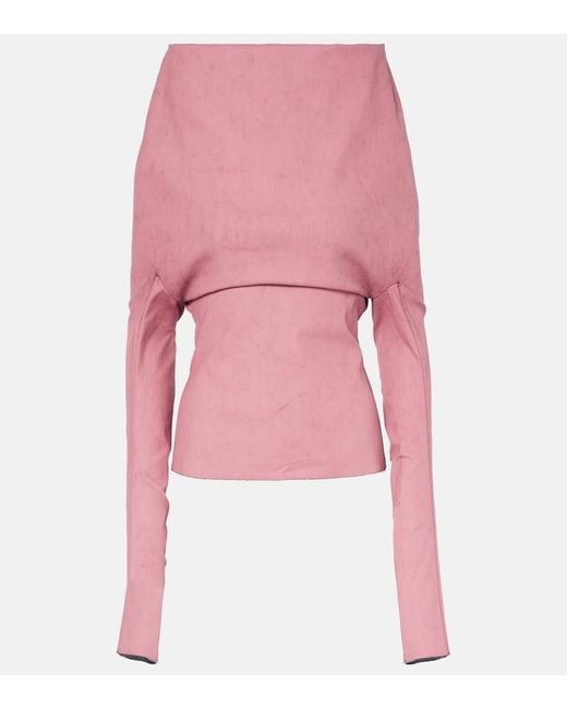 Rick Owens Pink Draped Cotton-Blend Top