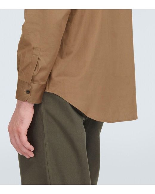 GR10K Brown Cotton Poplin Shirt for men