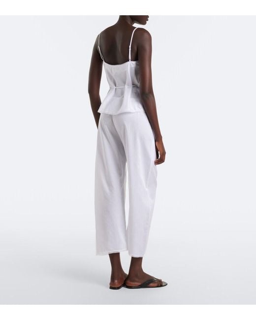 Leset White Yoko Cotton Poplin Pants