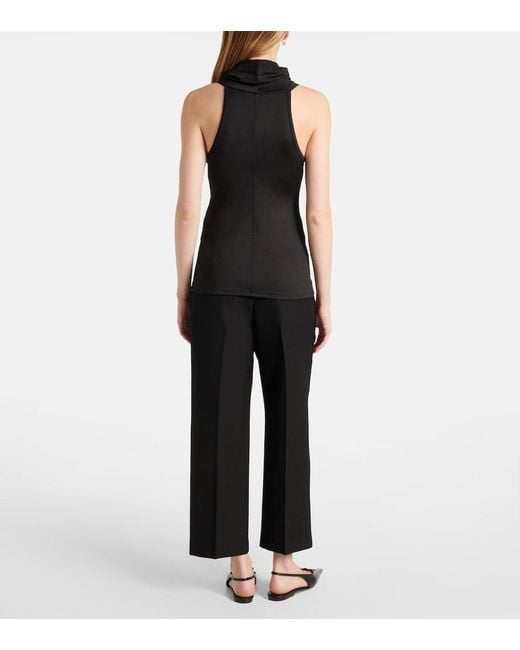 Victoria Beckham Black Draped Jersey Top