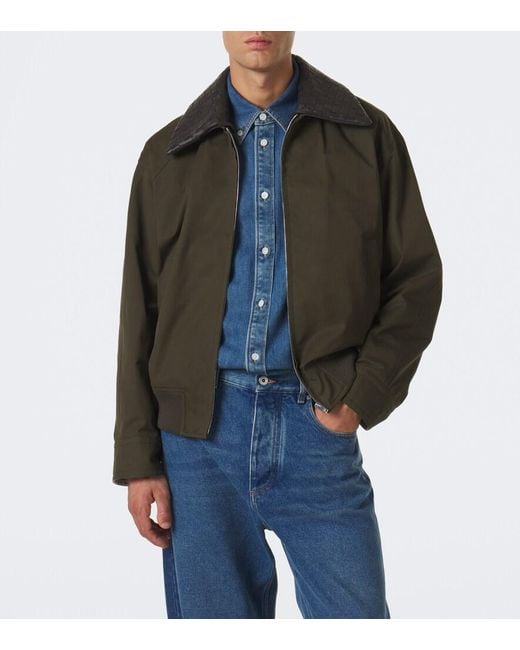Bottega Veneta Green Intrecciato Cotton Twill Blouson Jacket for men