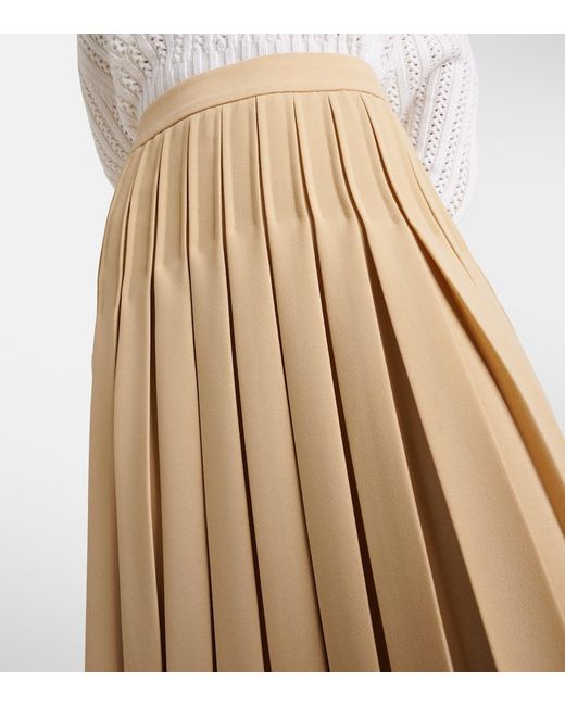 Max Mara Natural Luisa Pleated Midi Skirt
