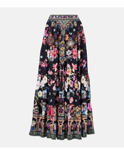 Camilla Multicolor Maxirock Aus Popeline Mit Kristallen