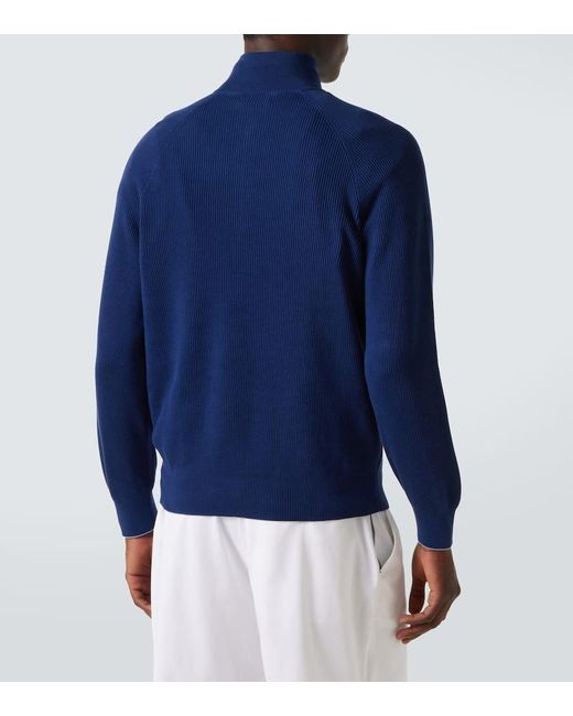 Brunello Cucinelli Pullover Aus Rippstrick in Blue für Herren