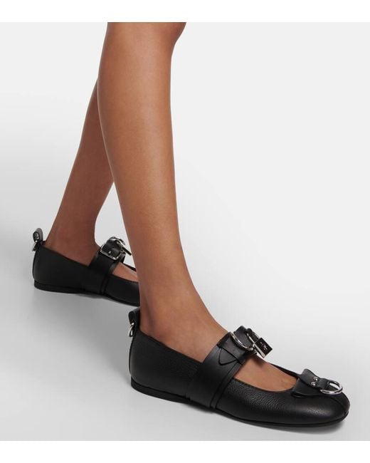 J.W. Anderson Black Lock Leather Ballet Flats