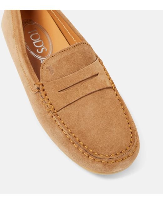 Tod's Brown City Gommino Suede Loafers