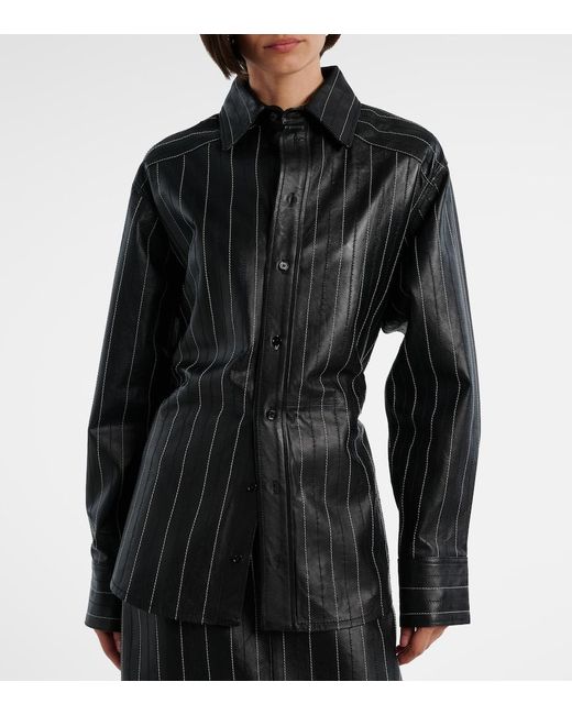 Victoria Beckham Black Belted Leather Jacket