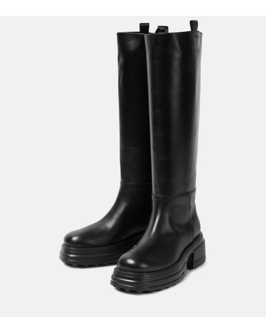 Tod s Leather Knee high Boots in Black Lyst UK