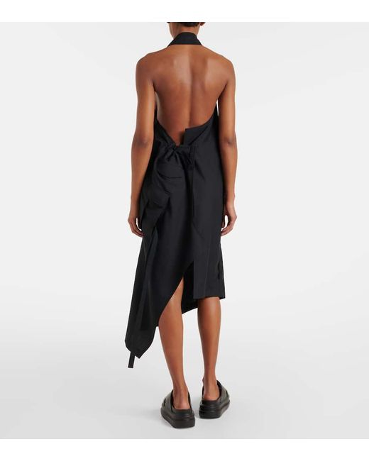 Junya Watanabe Black Halterneck Wool Midi Dress