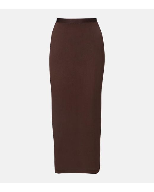 Wardrobe NYC Brown Sheer Midi Skirt