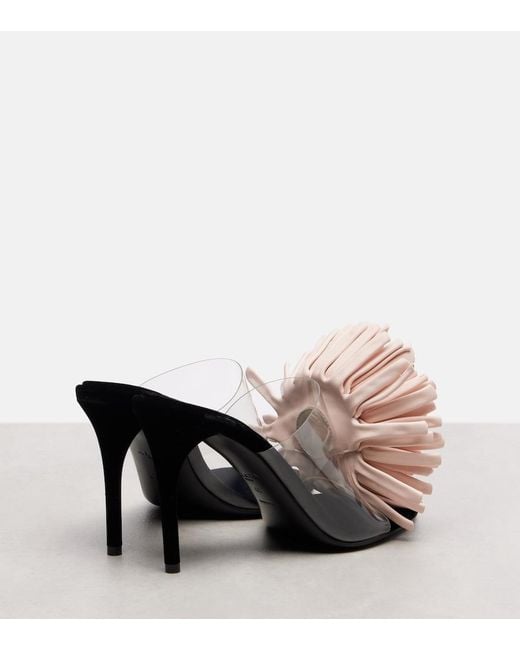 Alaïa Black Floral-Applique Asymmetric Mules