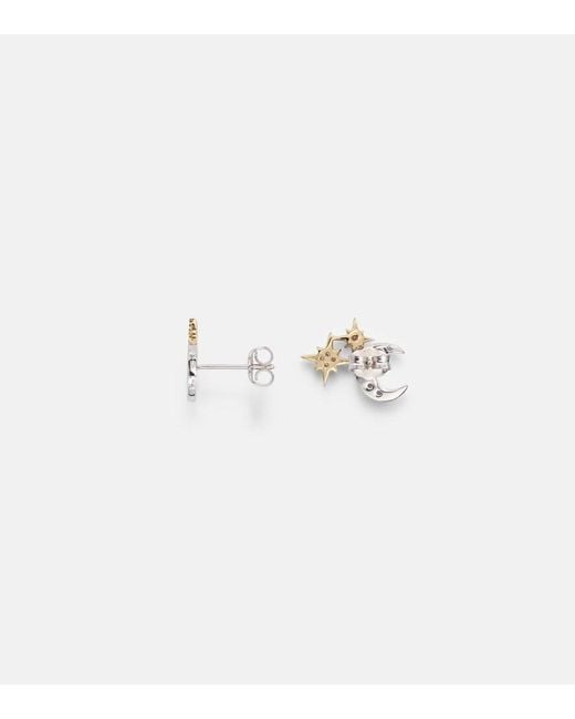 Sydney Evan White Moon 14Kt Earrings With Diamonds