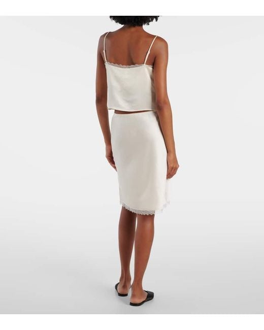 Falda Lencera Barb De Saten Con Encaje Leset de color White