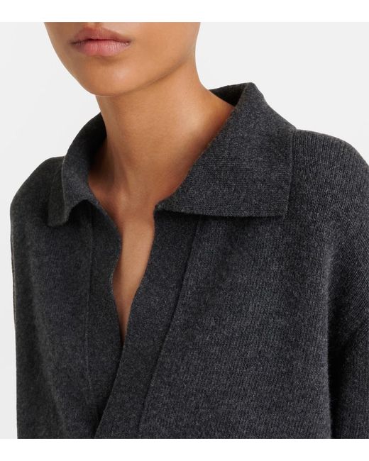 Victoria Beckham Black Genevieve Wool And Cashmere Polo Sweater