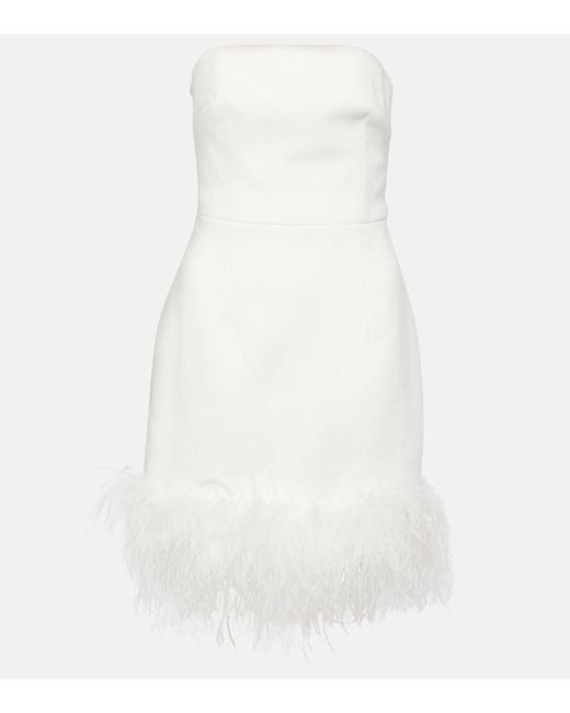 Rebecca Vallance White Bridal Evelyn Feather-Trimmed Minidress