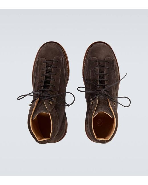 Brunello Cucinelli Brown Suede Ankle Boots for men