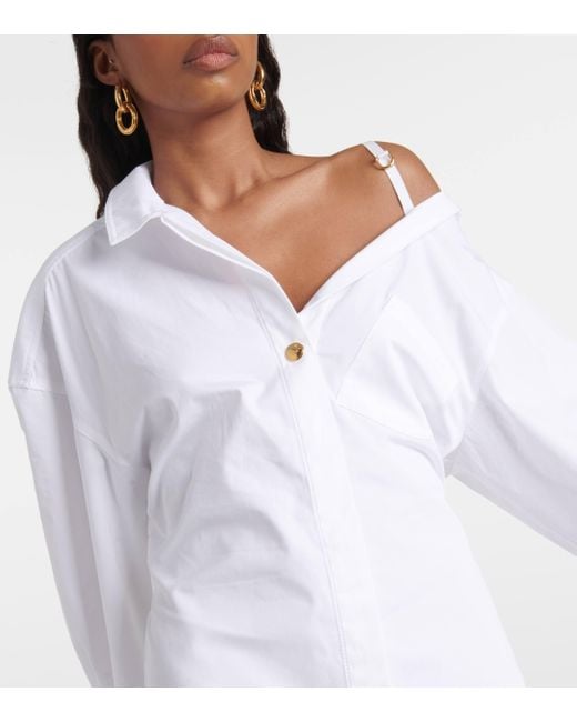 Jacquemus White La Mini Robe Chemise Cotton Shirt Dress