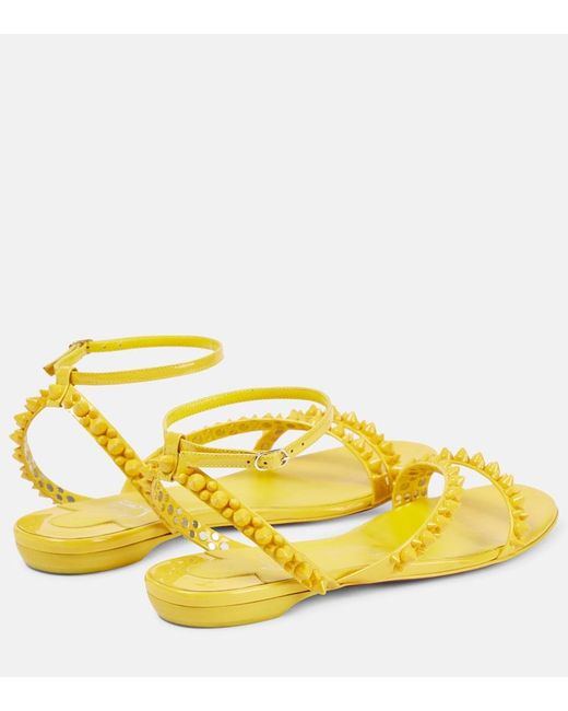 Christian Louboutin Yellow Mafaldina Spikes Leather Sandals
