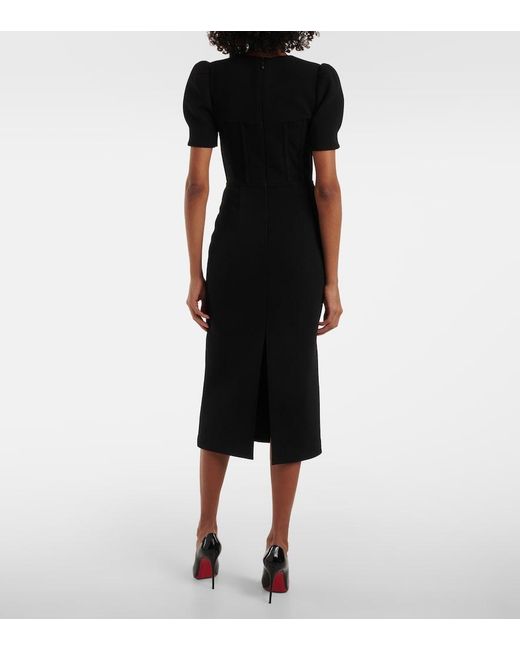 Rebecca Vallance Black Elora Balloon-Sleeve Midi Dress