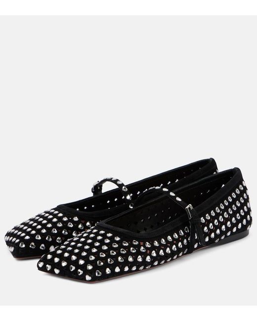 AMINA MUADDI Black Mary-Jane-Ballerinas Ane Mit Kristallen