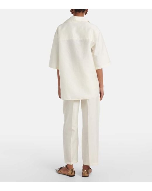 Max Mara White Polohemd Osiride Aus Leinen Und Seide