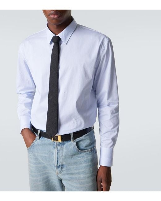 Saint Laurent White Striped Cotton Shirt for men