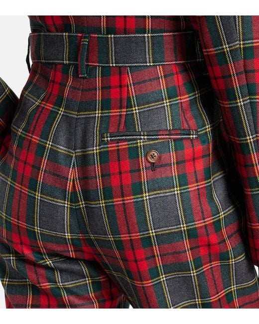 【Vivienne Westwood】Ray checked virgin wool wide-leg pants Ray checked virgin wool wide-leg pants in red - Vivienne