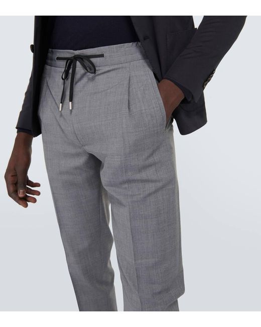 Lardini Gray Easy Wear Wool-blend Straight Pants for men