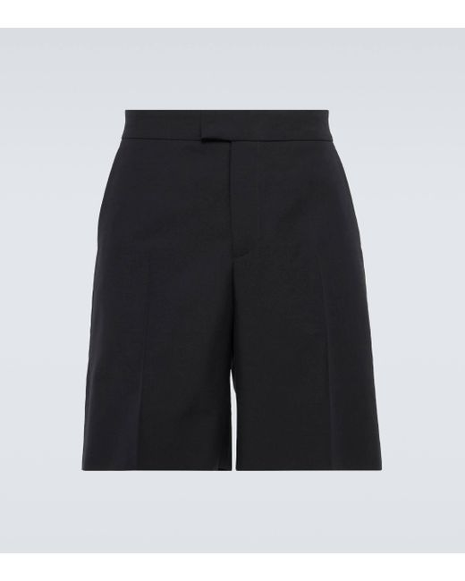 Alexander McQueen Black Cotton, Wool, And Mohair Shorts for men