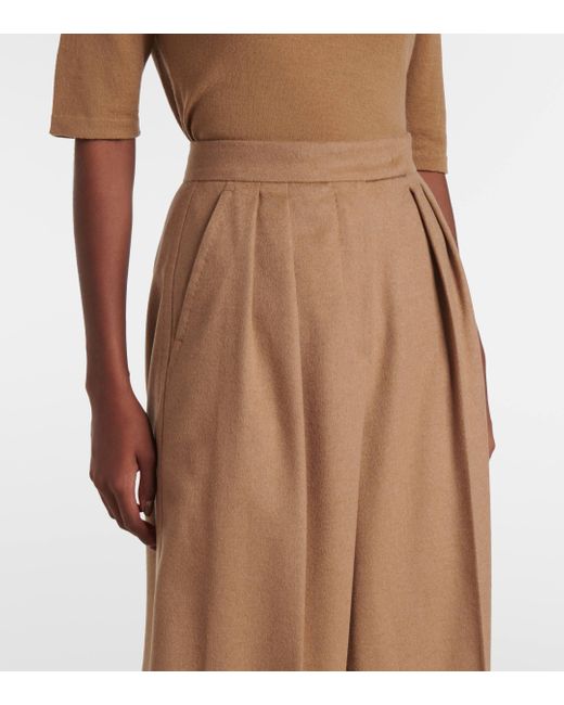 Max Mara Brown Fagus High-Rise Wool Wide-Leg Pants