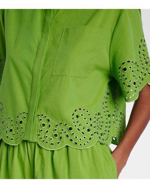 Jonathan Simkhai Green Keyla Broderie Anglaise Top