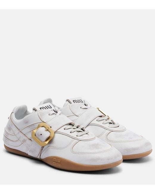 Miu Miu White Gymnasium Leather Sneakers