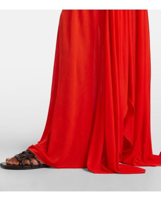 Loewe Red Paula's Ibiza Crepe Jersey Maxi Dress