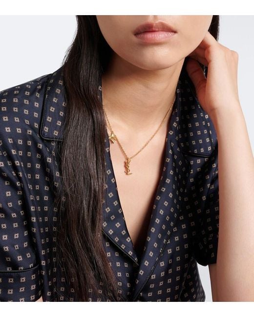 Saint Laurent White Cassandre Chain Necklace