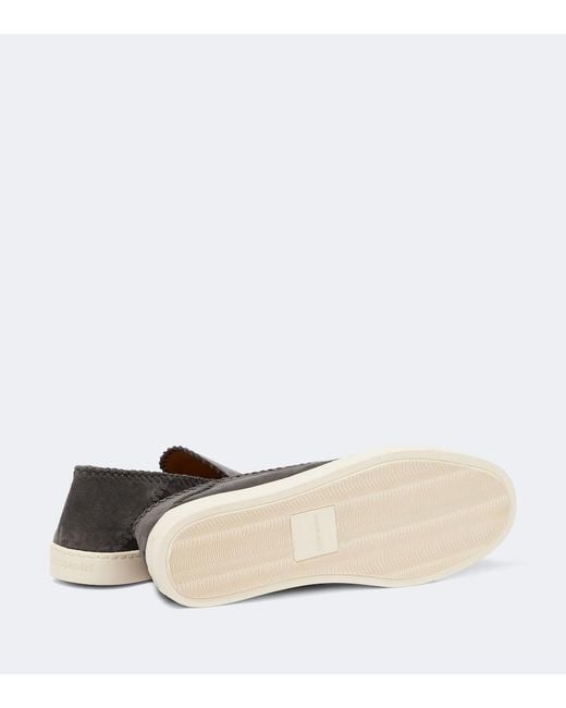 Giorgio Armani White Galleria 3 Suede Slip-On Shoes for men