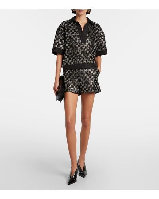 Gucci Black Gg Embellished Top