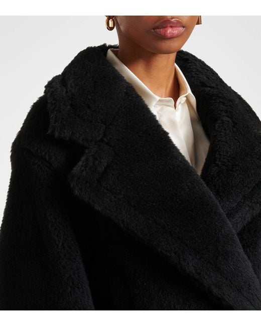 Max Mara Black Oggeri Alpaca, Wool, And Silk Teddy Coat