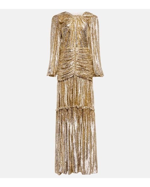 Costarellos Metallic Lurex® Embellished Ruched Gown