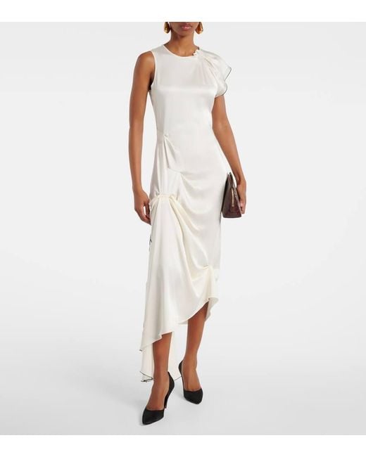 Vestido Midi De Saten Drapeado Victoria Beckham de color White