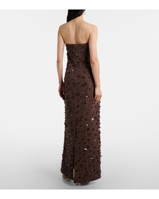 Jonathan Simkhai Brown Serafina Embellished Bustier Gown