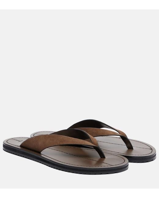 A.Emery Brown Flora Suede Thong Sandals
