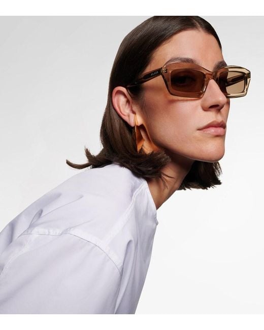 Alaïa Natural Lettering Logo Rectangular Sunglasses