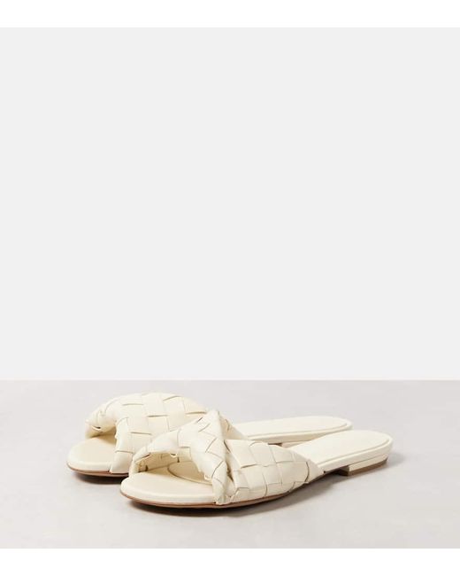 Bottega Veneta Natural Blink Intrecciato Leather Slides