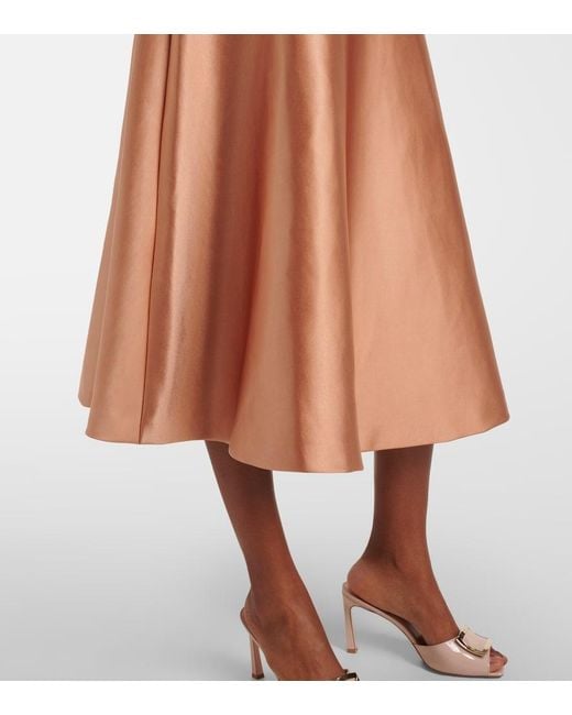 Carolina Herrera Orange Satin Midi Skirt
