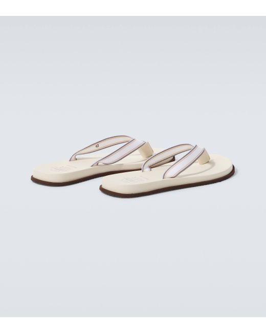 Brunello Cucinelli White Leather Thong Sandals for men