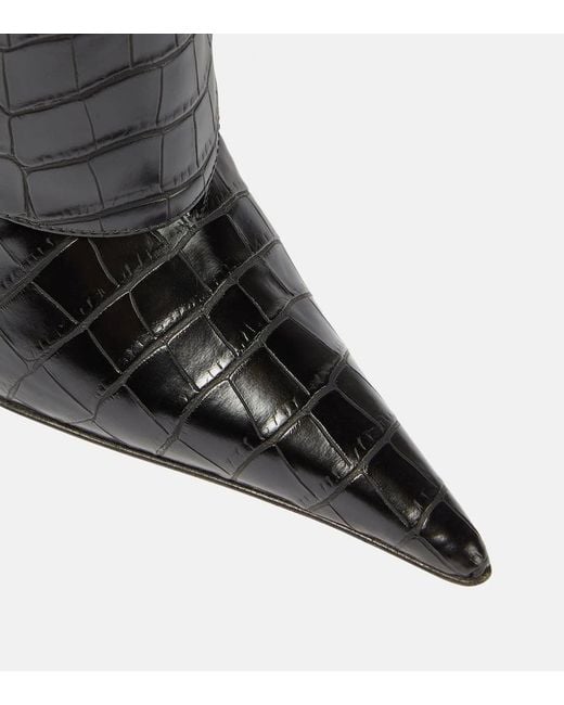 Gia Borghini Black Rosie 31 Croc-effect Knee-high Boots